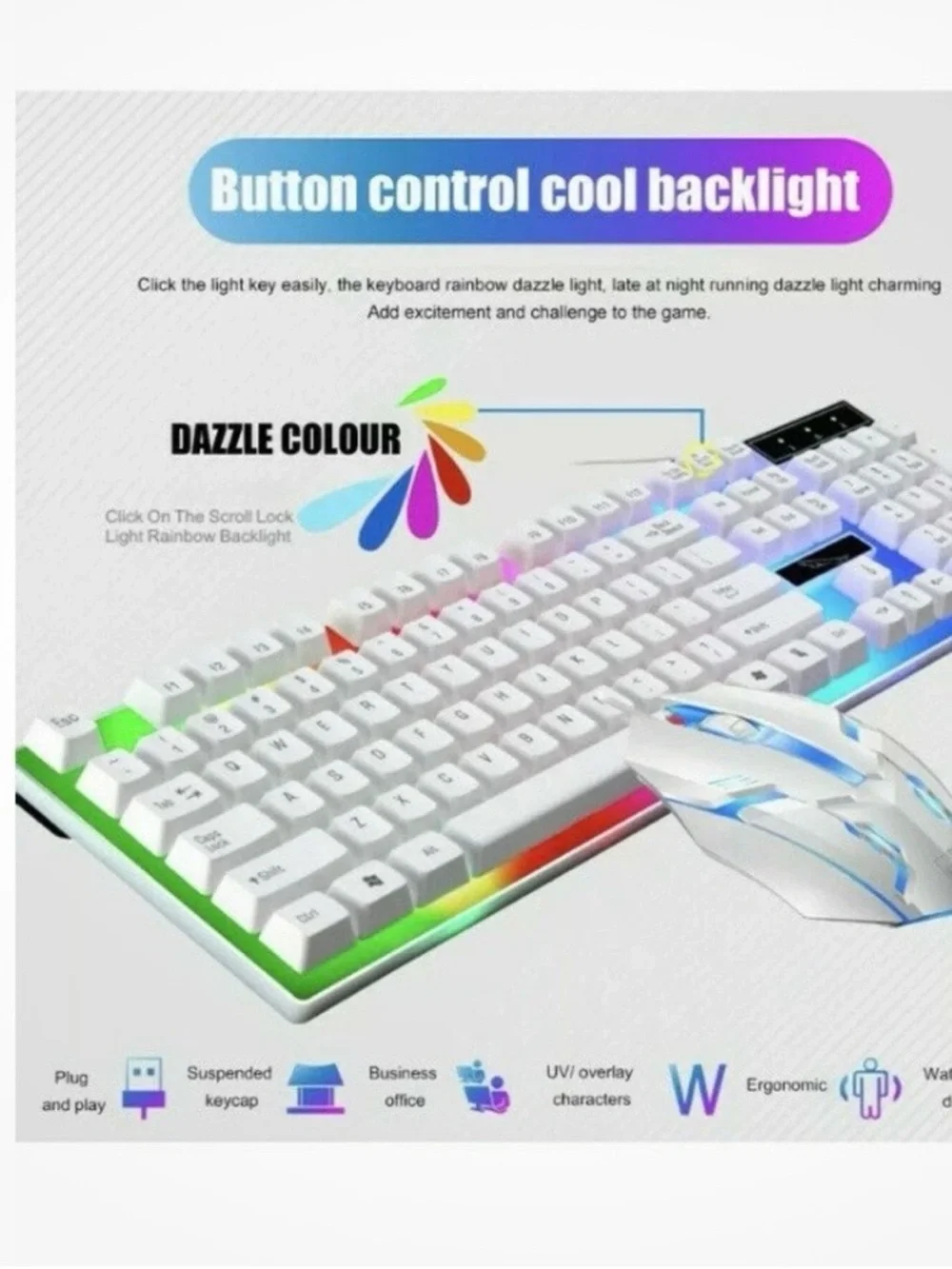 🆕 - Limeide GTX 300 Suspension Rainbow Light Gaming Mouse & Keyboard